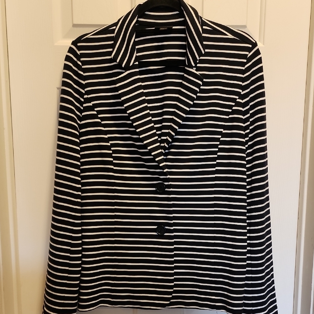 J. Jill Navy and White Striped Blazer Sz Medium